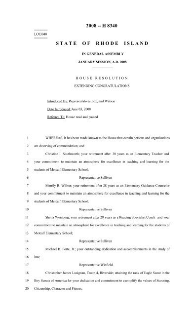 2008 -- H 8340 STATE OF RHODE ISLAND