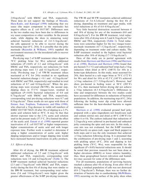 Pretreatment effect on inactivation of Escherichia coli O157:H7 ...