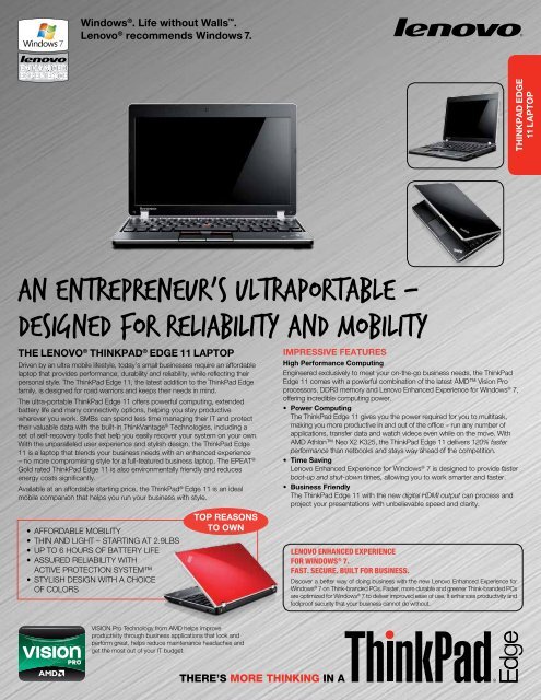 ThinkPad Edge AMD 11 - News - Lenovo