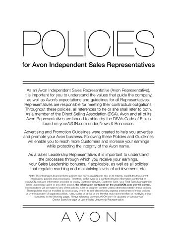 for Avon Independent Sales Representatives