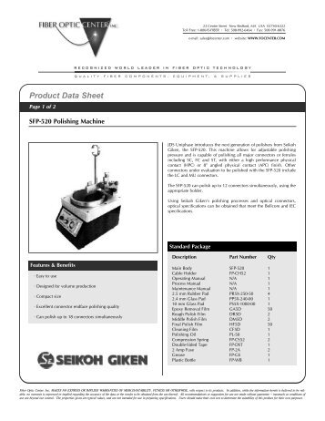 Data Sheet - Seikoh Giken SFP-520 - Fiber Optic Center, Inc.