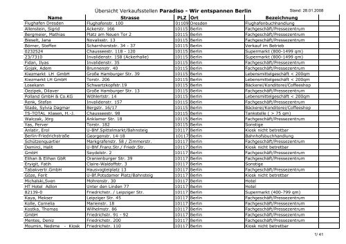 Ãœbersicht Verkaufsstellen Paradiso - Wir entspannen Berlin