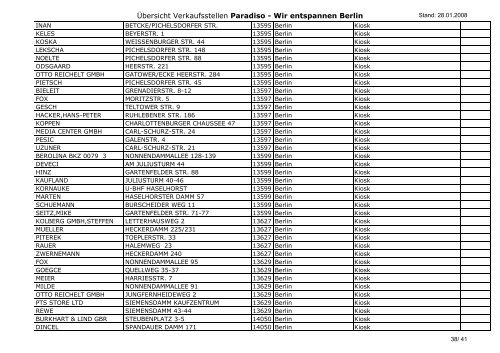 Ãœbersicht Verkaufsstellen Paradiso - Wir entspannen Berlin