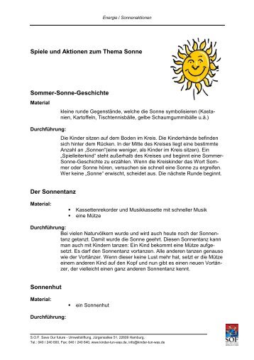 Spiele und Aktionen zum Thema Sonne (PDF, 94 KB)