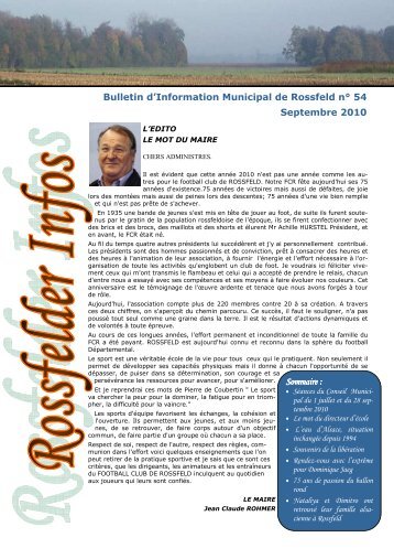 NÂ° 54 Rossfelder Info - Rossfeld.fr