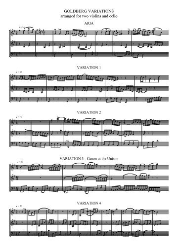 GOLDBERG VARIATIONS arranged for two violins and cello - Ourtext