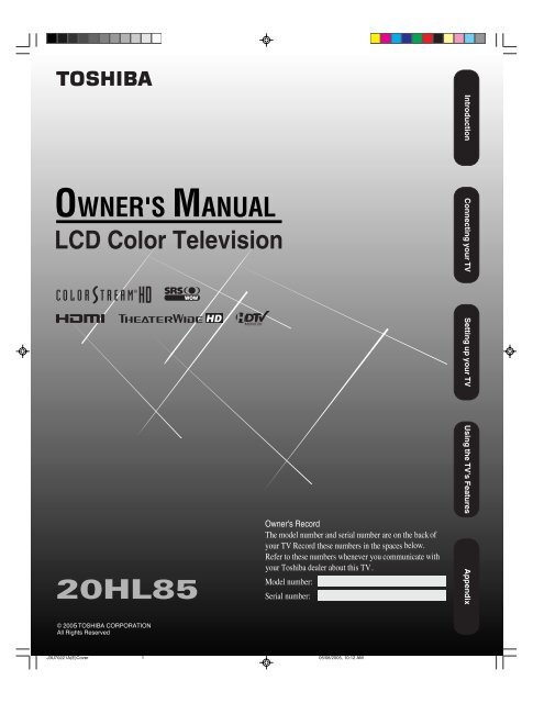 20HL85 Owner's Manual - English - Toshiba Canada