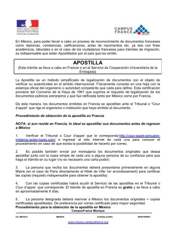 Info apostilla francesa - Embajada de Francia en MÃ©xico