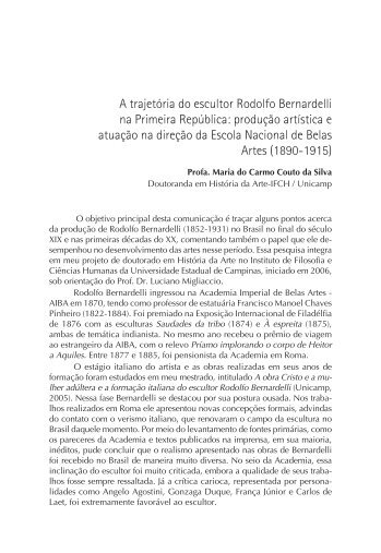 A trajetória do escultor Rodolfo Bernardelli na Primeira ... - CBHA