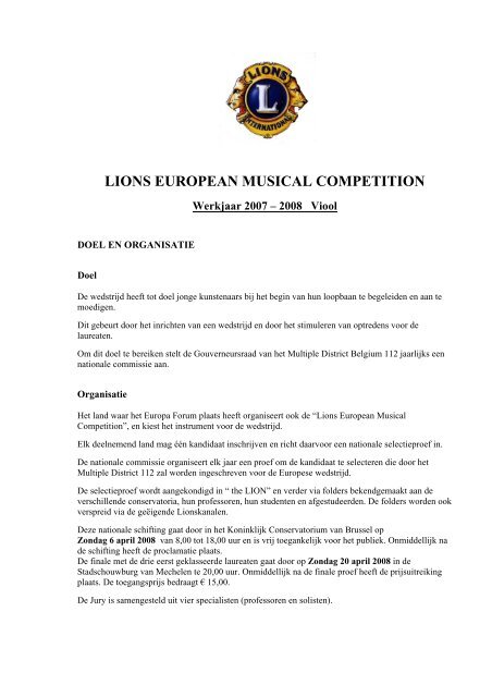 lions european musical competition - Lions Clubs International - MD ...