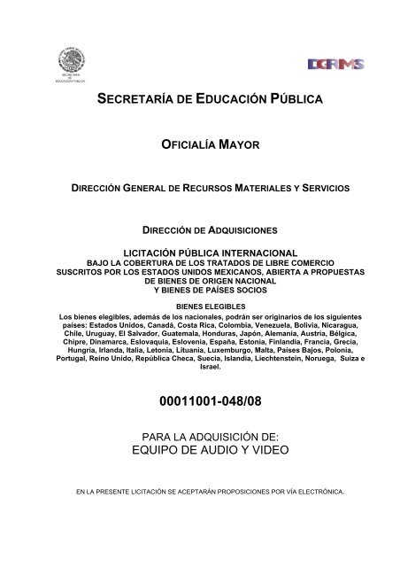 00011001-048/08 - CompraSEP - SecretarÃa de EducaciÃ³n PÃºblica