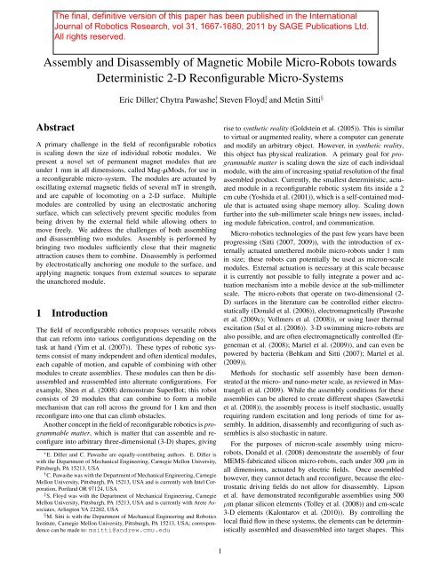 Assembly and Disassembly of Magnetic Mobile Micro-Robots ...