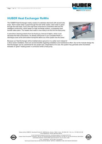 HUBER Heat Exchanger RoWin