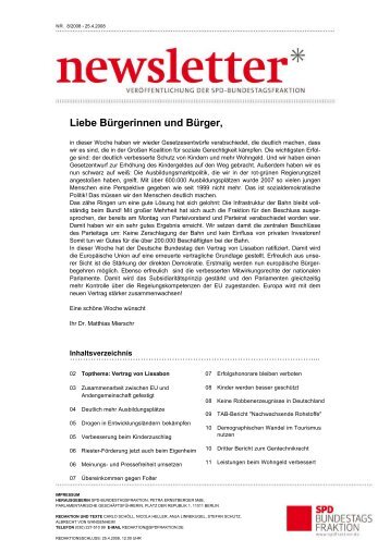 Newsletter der SPD-Bundestagsfraktion - Dr. Matthias Miersch