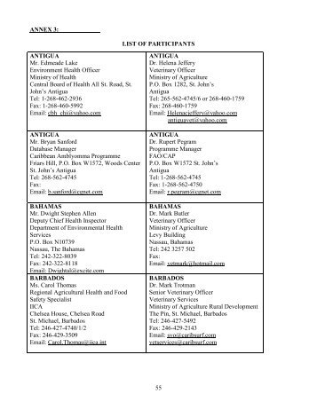 55 ANNEX 3: . LIST OF PARTICIPANTS ANTIGUA Mr ... - Caribvet