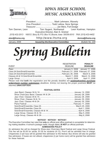 Spring Bulletin No. 228 - January 2006 - The Iowa High School ...