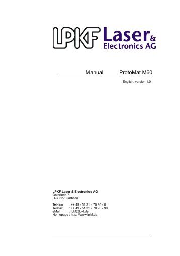 Manual ProtoMat M60 - Electronic Engineering