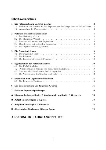 Skript Algebra 10 erstes Halbjahr - Treminer.de