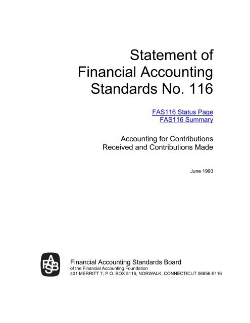 Statement of Financial Accounting Standards No. 116 - FASB