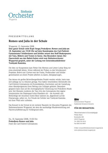 Romeo und Julia in der Schule - Sinfonieorchester Wuppertal