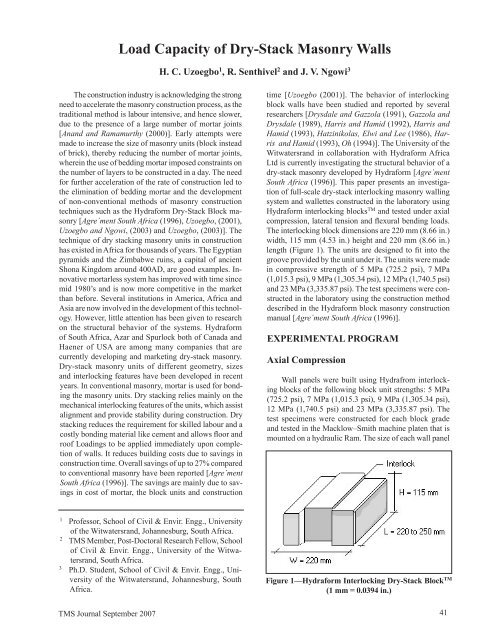 Load Capacity of Dry-Stack Masonry Walls - The Masonry Society