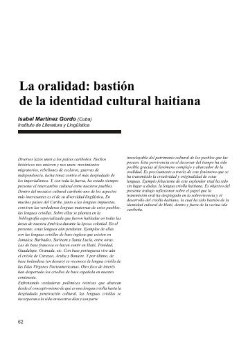 La oralidad: bastiÃ³n de la identidad cultural haitiana - Portal de la ...