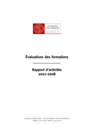 Ãvaluations des formations Rapport d'activitÃ©s 2007-2008 - SUP