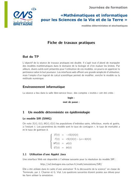 Fiche de travaux pratiques - ENS de Cachan - Antenne de Bretagne