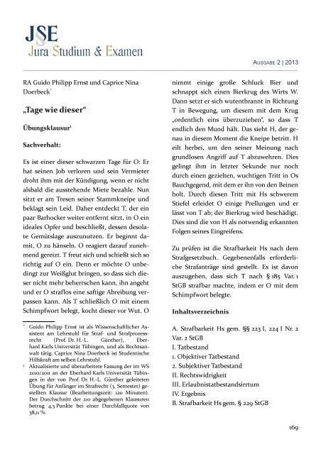 (JSE) 2013 - Zeitschrift Jura Studium & Examen