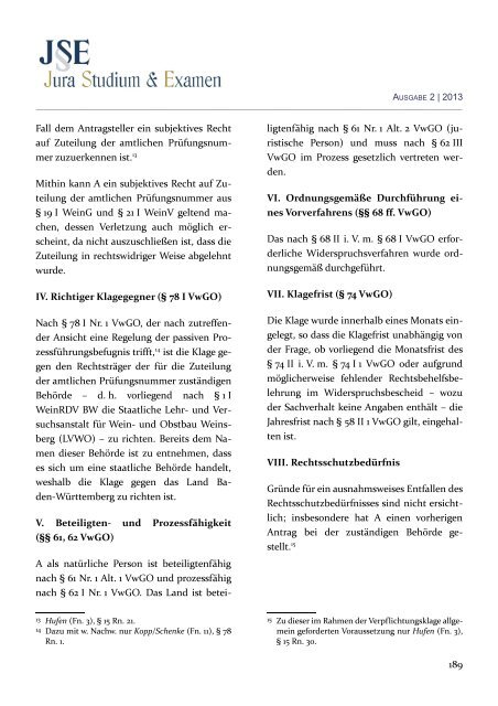 (JSE) 2013 - Zeitschrift Jura Studium & Examen