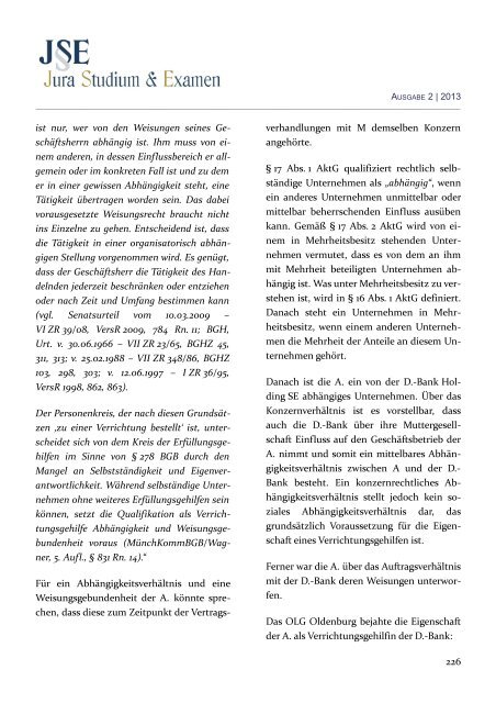 (JSE) 2013 - Zeitschrift Jura Studium & Examen