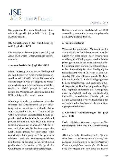 (JSE) 2013 - Zeitschrift Jura Studium & Examen