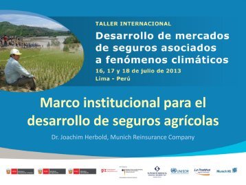 Marco institucional para el desarrollo de seguros agrícolas