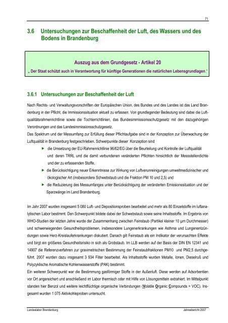 Jahresbericht 2007 - Landeslabor Berlin - Brandenburg