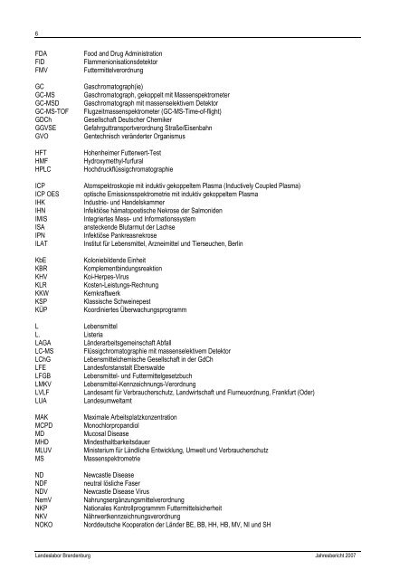 Jahresbericht 2007 - Landeslabor Berlin - Brandenburg