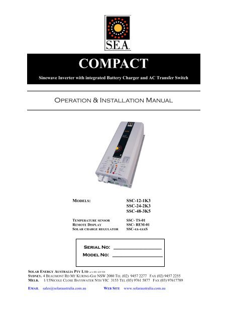 Compact Manual 0303 - Solar Energy Australia