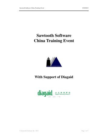 Sawtooth Software China Training Event - Sawtooth Software, Inc.