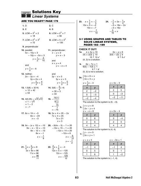 Algebra 2 Ch 3 Solutions Key Ch 3 Solutions Key Pdf Peninsula