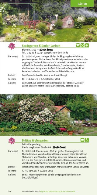 GarTenkalender 2011 - Wirtschaftsförderung Kreis Soest