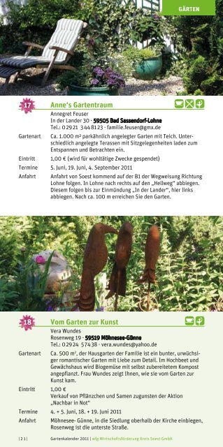 GarTenkalender 2011 - Wirtschaftsförderung Kreis Soest