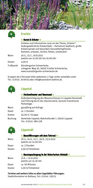 GarTenkalender 2012 - Wirtschaftsförderung Kreis Soest