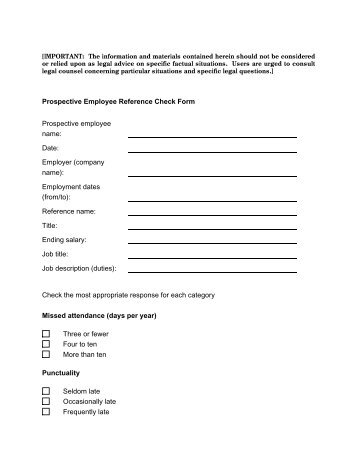 employer reference check form