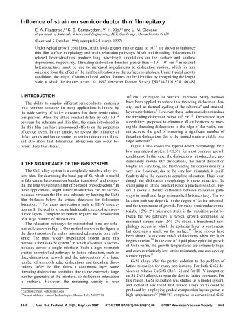 Influence of strain on semiconductor thin film epitaxy - Fitzgerald ...