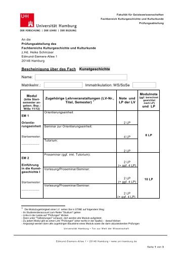 Studienverlauf Hauptfach - FB Kultur < UHH