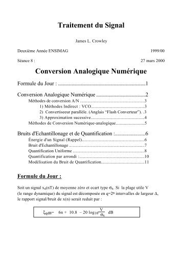 Traitement du Signal Conversion Analogique NumÃ©rique - PRIMA