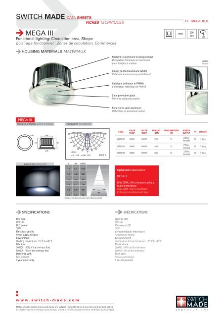 SWITCH MADE DATA SHEETS MEGA III