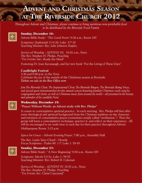 to download a pdf of the Advent Brochure. - The Riverside Church