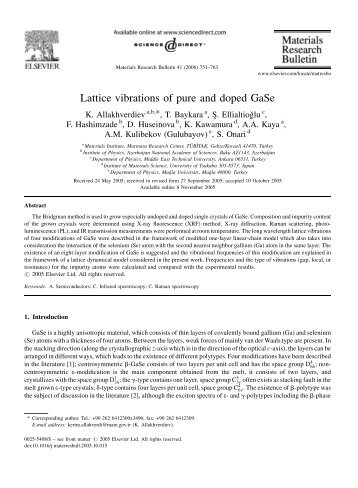 Lattice vibrations of pure and doped GaSe - Department of Physics