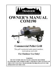 OWNER'S MANUAL COM200 - Traeger Commercial Smoker Grills