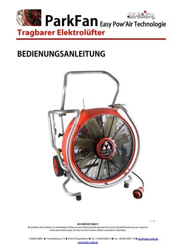 Bedienungsanleitung Parkfan Easy Pow'Air ... - Leader GmbH